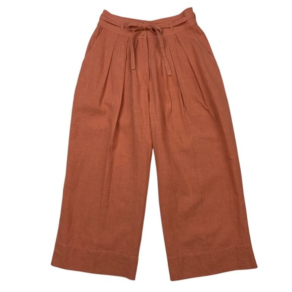 Anthropologie En Saison Jasper Pant XS Coral Cropped High Rise Wide Leg Coastal - Picture 1 of 12